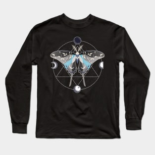 Demiboy Luna Moth Celestial Cottagecore LGBT Pride Flag Long Sleeve T-Shirt